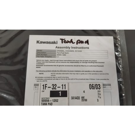 Kawasaki EX650M/N, ZX1002K, ER650K/L 99994-1262 - Tank Pad